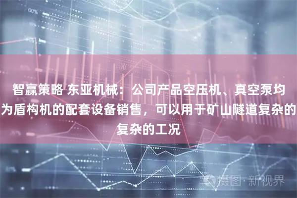 智赢策略 东亚机械：公司产品空压机、真空泵均有作为盾构机的配套设备销售，可以用于矿山隧道复杂的工况